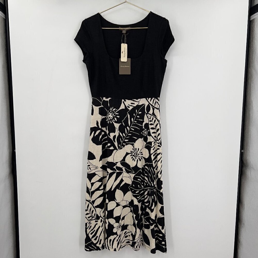 Tommy Bahama Women's Linen Blend Floral Tropical Short Sleeve Midi Dress S/P NWT